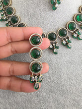 Green Monalissa Stone CZ stone Victorian necklace, Indian Pakistani wedding jewelry, bridal jewelry, Kundan necklace, Designer necklace