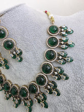 Green Monalissa Stone CZ stone Victorian necklace, Indian Pakistani wedding jewelry, bridal jewelry, Kundan necklace, Designer necklace