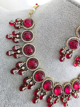 Red Monalissa Stone CZ stone Victorian necklace, Indian Pakistani wedding jewelry, bridal jewelry, Kundan necklace, Designer necklace