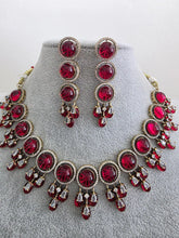 Red Monalissa Stone CZ stone Victorian necklace, Indian Pakistani wedding jewelry, bridal jewelry, Kundan necklace, Designer necklace