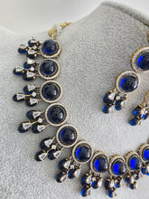 Blue Monalissa Stone CZ stone Victorian necklace, Indian Pakistani wedding jewelry, bridal jewelry, Kundan necklace, Designer necklace