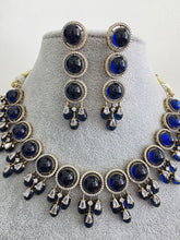 Blue Monalissa Stone CZ stone Victorian necklace, Indian Pakistani wedding jewelry, bridal jewelry, Kundan necklace, Designer necklace