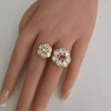 Ruby Bridal Gold Moissanite Kundan Polki Ring/Adjustable Ring/Indian Ring/ Pakistani /Indian Jewelry/Bollywood Jewelry/Indian Wedding