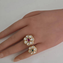 RubyGreen Bridal Gold Moissanite Kundan Polki Ring/Adjustable Ring/Indian Ring/ Pakistani /Indian Jewelry/Bollywood Jewelry/Indian Wedding
