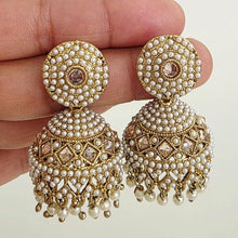 Restocked dull Gold plated Polki Jhumka/stone Jhumka/Indian Jewelry/Pakistani/Punjabi/Indian/Statement earring/Bridal earring/Indian wedding