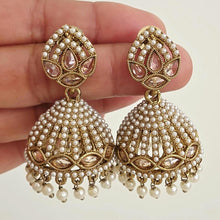 Restocked dull Gold plated Polki Jhumka/stone Jhumka/Indian Jewelry/Pakistani/Punjabi/Indian/Statement earring/Bridal earring/Indian wedding