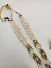 RubyGreen Antique Heritage Pendant Set With Matte Gold Plating Rajwadi Necklace Long Matt gold plated mala Necklace/Rani haar