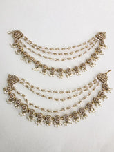 Dull Gold kundan pearl Ear Chain/Sahare/Pearl kaan chain/Earring support chain/Indian Jewelry/Pakistani Jewelry/Bahubali Eaarrings sahara
