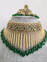 Emerald Green Antique Polki Kundan Choker Necklace, Polk Necklace, Indian jewelry, Pakistani necklace, punjabi necklace, bridal wedding