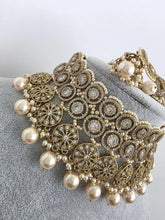 Champagne White Antique Polki CZ Stones Choker Necklace, Polk Necklace, Indian jewelry, Pakistani necklace, punjabi necklace, bridal wedding