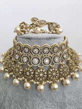 Champagne White Antique Polki CZ Stones Choker Necklace, Polk Necklace, Indian jewelry, Pakistani necklace, punjabi necklace, bridal wedding