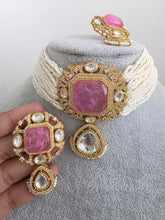 Pink Doublet Moissanite Pearl Kundan Necklace/Kundan Choker/Indian wedding/Bridal jewelry/Indian Wedding/Pakistani/Punjabi