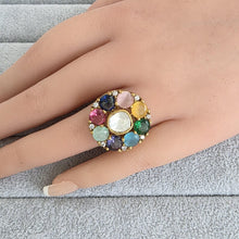 Multi Fine Victorian Moissanite Polki Ring/Adjustable Ring/Indian Ring/Pakistani/Punjabi/Indian Jewelry/Statement ring, Cocktail Ring