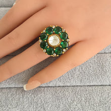 Fine Victorian Moissanite Polki Ring/Adjustable Ring/Indian Ring/Pakistani/Punjabi/Indian Jewelry/Bollywood/Statement ring, Cocktail Ring