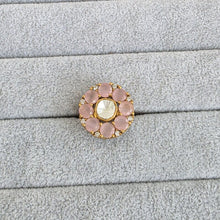 Pink Fine Victorian Moissanite Polki Ring/Adjustable Ring/Indian Ring/Pakistani/Punjabi/Indian Jewelry/Statement ring, Cocktail Ring