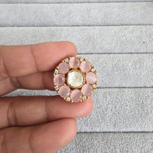 Pink Fine Victorian Moissanite Polki Ring/Adjustable Ring/Indian Ring/Pakistani/Punjabi/Indian Jewelry/Statement ring, Cocktail Ring