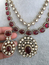 Ruby Victorian Moissanite polki Cz diamond Necklace, Indian Bridal Jewelry, Bollywood Sabyasachi Designer necklace, Pakistani Wedding