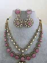 Pink Victorian Moissanite polki Cz diamond Necklace, Indian Bridal Jewelry, Bollywood Sabyasachi Designer necklace, Pakistani Wedding