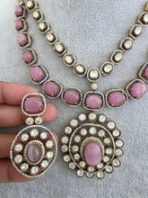 Pink Victorian Moissanite polki Cz diamond Necklace, Indian Bridal Jewelry, Bollywood Sabyasachi Designer necklace, Pakistani Wedding