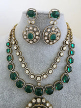 Green Victorian Moissanite polki Cz diamond Necklace, Indian Bridal Jewelry, Bollywood Sabyasachi Designer necklace, Pakistani Wedding