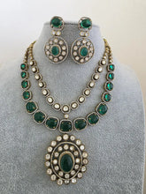 Green Victorian Moissanite polki Cz diamond Necklace, Indian Bridal Jewelry, Bollywood Sabyasachi Designer necklace, Pakistani Wedding