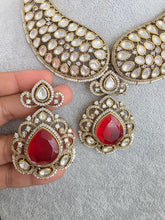 Ruby Red Victorian Moissanite polki Cz diamond Necklace, Indian Bridal Jewelry, Bollywood Sabyasachi Designer necklace, Pakistani Wedding