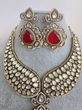 Ruby Red Victorian Moissanite polki Cz diamond Necklace, Indian Bridal Jewelry, Bollywood Sabyasachi Designer necklace, Pakistani Wedding