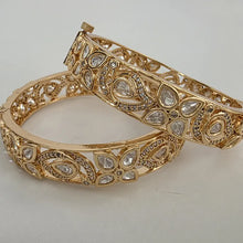 Moissanite Tyaani premium kundan gold plated openable bangle Pair/Statement bangles/Designer,Celebrity/Bridal /Indian Wedding/Pakistani