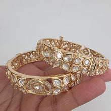 Moissanite Tyaani premium kundan gold plated openable bangle Pair/Statement bangles/Designer,Celebrity/Bridal /Indian Wedding/Pakistani