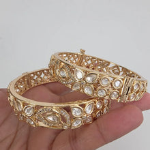 Moissanite Tyaani premium kundan gold plated openable bangle Pair/Statement bangles/Designer,Celebrity/Bridal /Indian Wedding/Pakistani