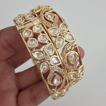 Moissanite Tyaani premium kundan gold plated openable bangle Pair/Statement bangles/Designer,Celebrity/Bridal /Indian Wedding/Pakistani