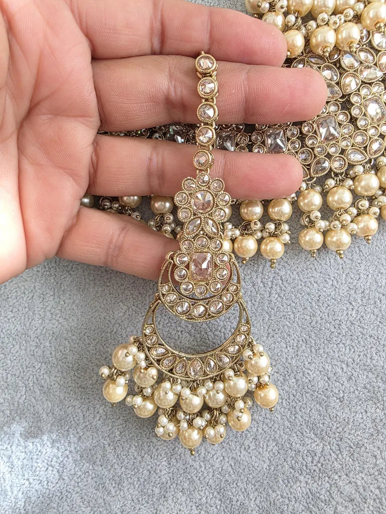 Bridal Antique Polki Kundan necklace set/Statement necklace Set/Indian Jewelry/Pakistani Jewelry set/Wedding necklace/Bridal necklace/Indian