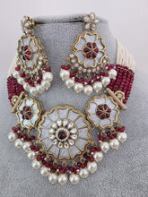 Maroon Pearl Kundan Necklace/Bollywood Jewelry/Indian bridal Kundan necklace/indian Pakistani Punjabi wedding jewelry