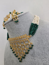 Green Gold CZ Diamond Pearl Choker Necklace, indian wedding necklace, bridal jewelry, Punjabi Pakistani South Indian necklace