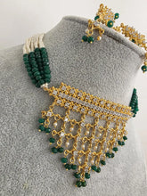 Green Gold CZ Diamond Pearl Choker Necklace, indian wedding necklace, bridal jewelry, Punjabi Pakistani South Indian necklace