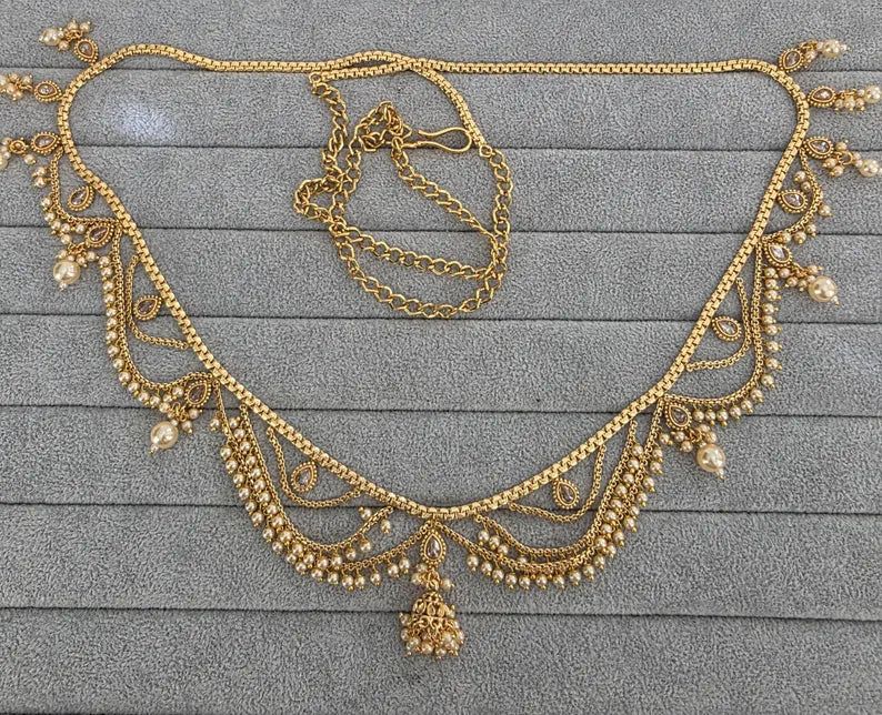 Antique Gold Pearl Belly Chain/Bridal Belly chain/Vaddanam/Kamarpatta/South Indian Jewelry/tagdi/Indian waist belt/jewelry belt/Kamarbandh