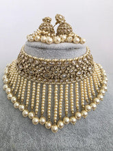 Champagne White Antique Polki Kundan Choker Necklace, Polk Necklace, Indian jewelry, Pakistani necklace, punjabi necklace, bridal wedding