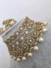 Champagne White Antique Polki CZ Stones Choker Necklace, Polk Necklace, Indian jewelry, Pakistani necklace, punjabi necklace, bridal wedding