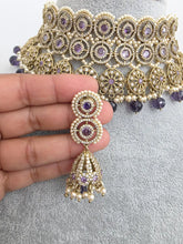 Purple Antique Polki CZ Stones Choker Necklace, Polk Necklace, Indian jewelry, Pakistani necklace, punjabi necklace, bridal wedding