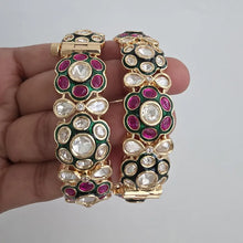 Ruby Green Moissanite Tyaani premium kundan gold plated openable bangle Pair/Statement bangles/Designer/Bridal /Indian Wedding/Pakistani