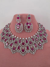 Ruby CZ diamond bridal necklace, American Diamond wedding necklace, Cz jewelry, Indian, Pakistani, Punjabi wedding jewelry