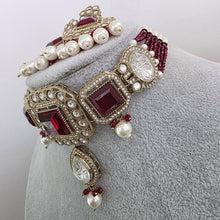 Maroon Red Pearl Kundan choker Necklace/Bollywood Jewelry/Indian bridal Kundan necklace/indian Pakistani Punjabi wedding jewelry