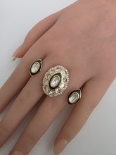 Green Bridal Fine Moissanite Kundan Ring/Two Finger Adjustable Ring/Statement Finger Ring, Indian Jewelry/Double Finger Ring, Cocktail Ring