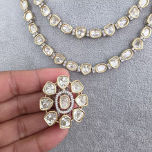 Trendy Premium DualTone Moissanite Kundan 2 line Necklace Bollywood Jewelry/Indian wedding/Bridal Indian Wedding/Pakistani/Punjabi