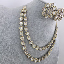 Trendy Premium DualTone Moissanite Kundan 2 line Necklace Bollywood Jewelry/Indian wedding/Bridal Indian Wedding/Pakistani/Punjabi