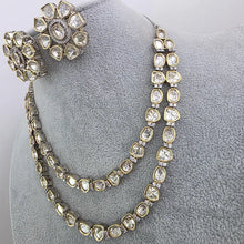 Trendy Premium DualTone Moissanite Kundan 2 line Necklace Bollywood Jewelry/Indian wedding/Bridal Indian Wedding/Pakistani/Punjabi
