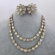 Trendy Premium DualTone Moissanite Kundan 2 line Necklace Bollywood Jewelry/Indian wedding/Bridal Indian Wedding/Pakistani/Punjabi