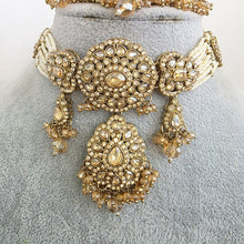 Champagne Antique Shadow Stone Pearl Necklace with earrings and tikka Bridal necklace Indian Pakistani Punjabi Wedding Jewelry