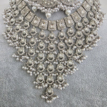 Silver Shadow Stone Polki Kundan necklace set/Statement necklace/Indian Jewelry/Pakistani Jewelry set/Weddings necklace/Bridal necklace