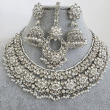 Silver Shadow Stone Polki Kundan necklace set/Statement necklace/Indian Jewelry/Pakistani Jewelry set/Weddings necklace/Bridal necklace